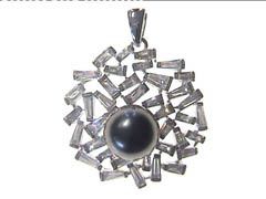 212518-2R00-157 | Anhänger Heinsberg 212518 925 Silber rhodiniert Perle-Imitation schwarz / s.Zirkonia 
